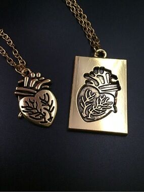 Two Anatomical Heart Necklaces